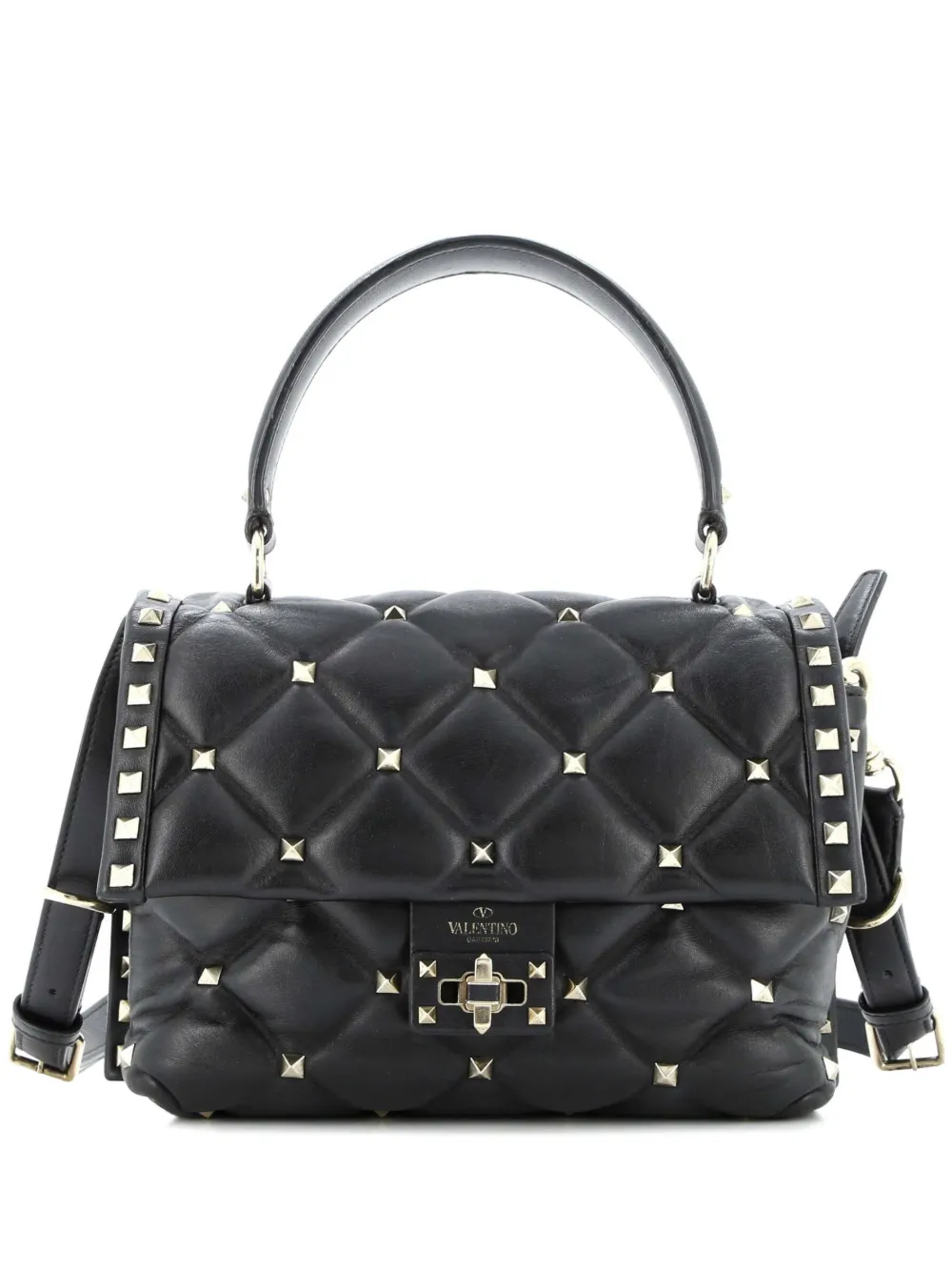 Valentino Garavani Pre-Owned Candystud Top Handle Bag Leather Medium shoulder bag - Nero