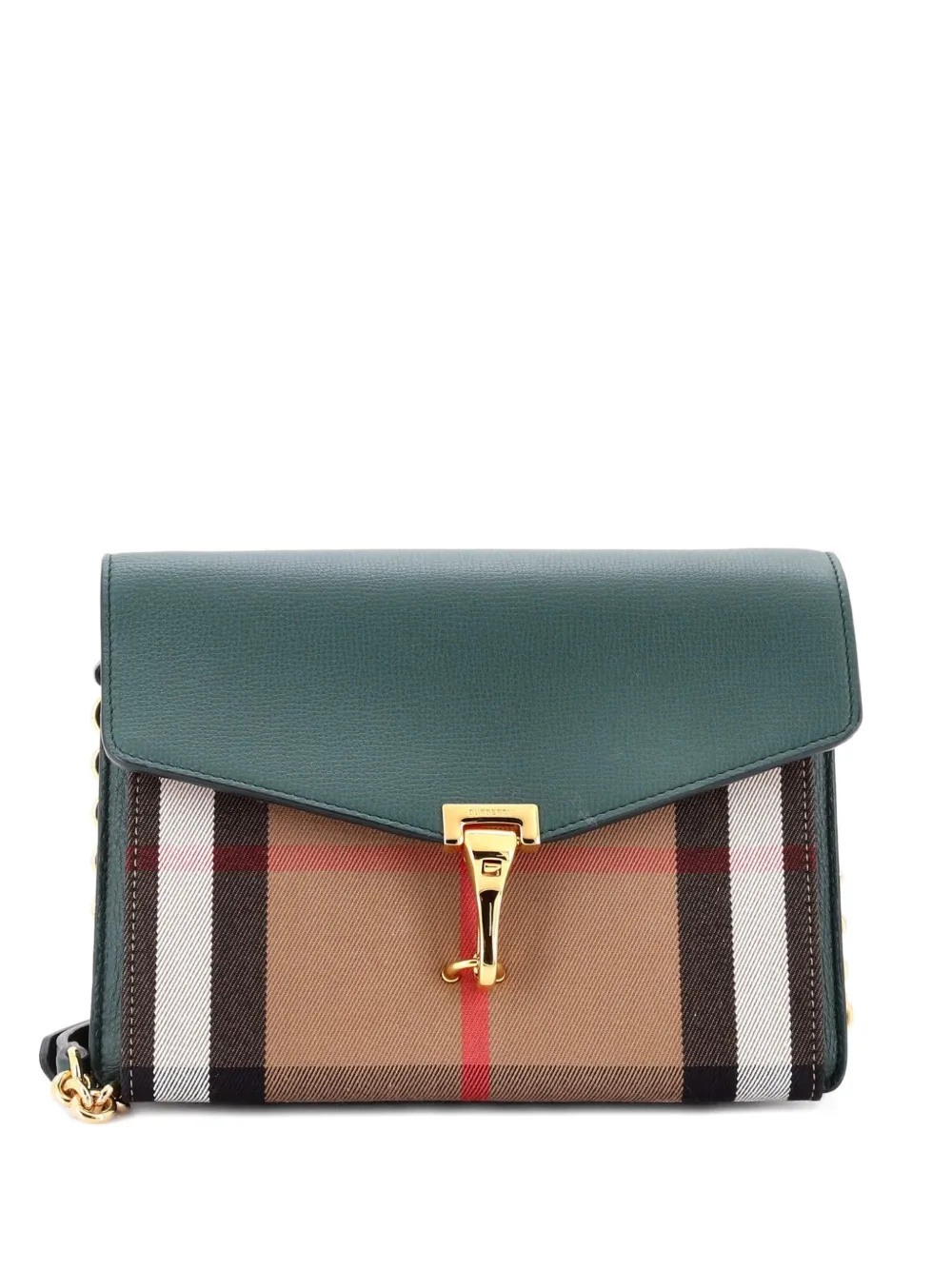 Burberry Pre-Owned Macken Leather and House Check Canvas Small crossbody bag - Marrone