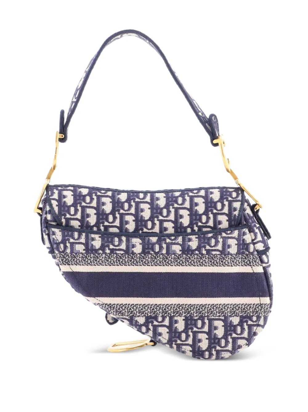 Dior Pre-owned Saddle Handbag Logo Embroidered Oblique Canvas Medium Shoulder Bag in Blue, view 2