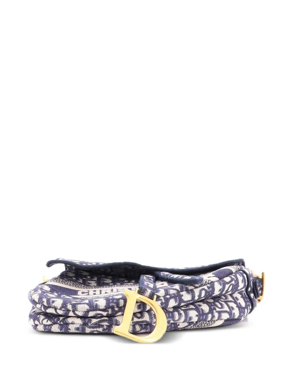Dior Pre-owned Saddle Handbag Logo Embroidered Oblique Canvas Medium Shoulder Bag in Blue, view 4