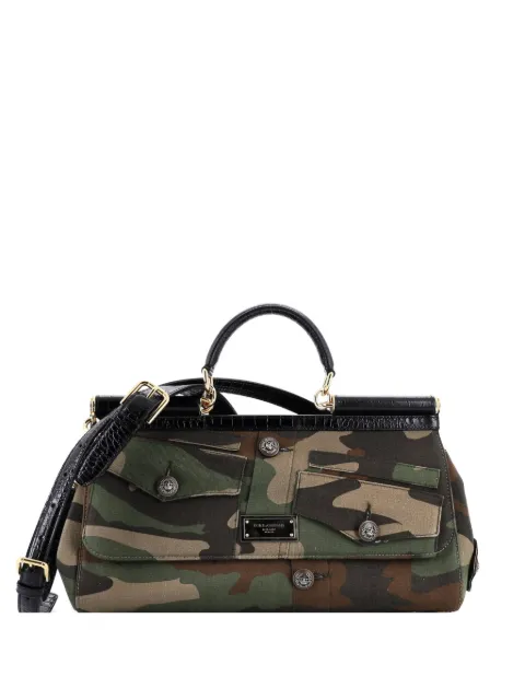Dolce & Gabbana Pre-Owned Miss Sicily Bag Cotton Camouflage Patchwork Large satchel