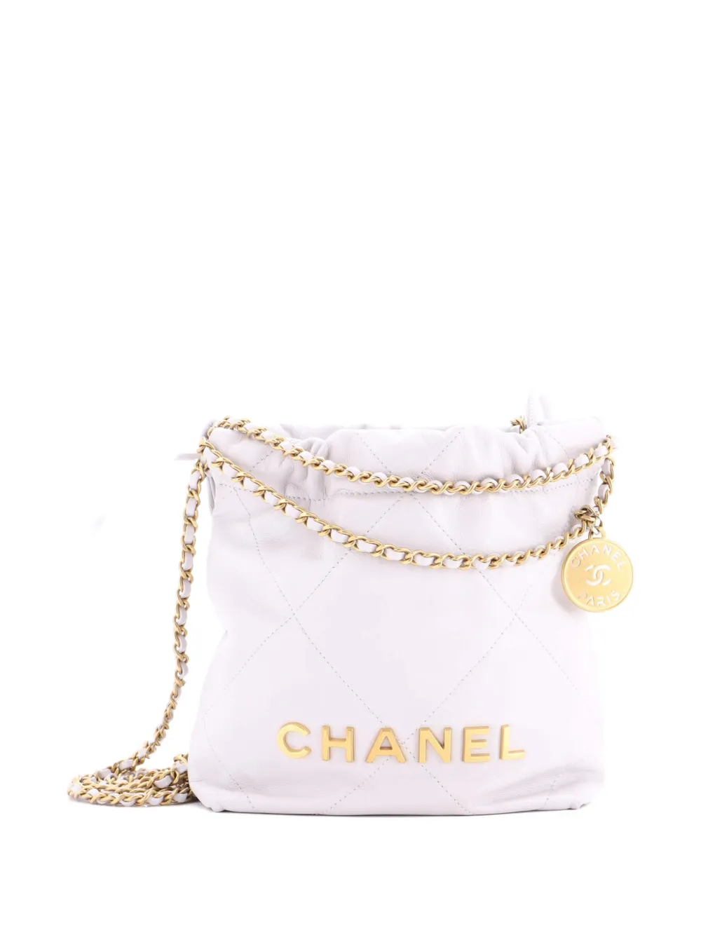 CHANEL Pre-Owned 22 Chain Hobo Quilted Calfskin Mini crossbody bag - Grigio