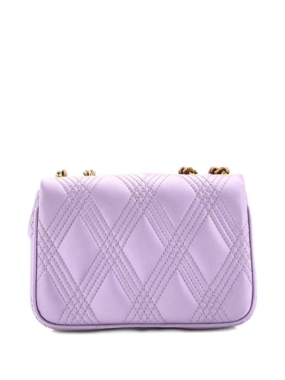 VALENTINO GARAVANI Pre-owned Quiltie 67 Chain Flap Bag Satin Small Shoulder Bag In Purple