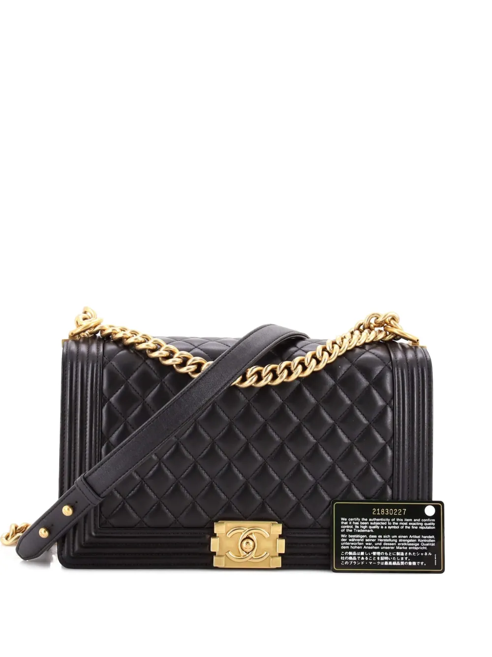 Pre-owned Chanel Boy Flap Bag Quilted Lambskin New Medium Shoulder Bag In Black