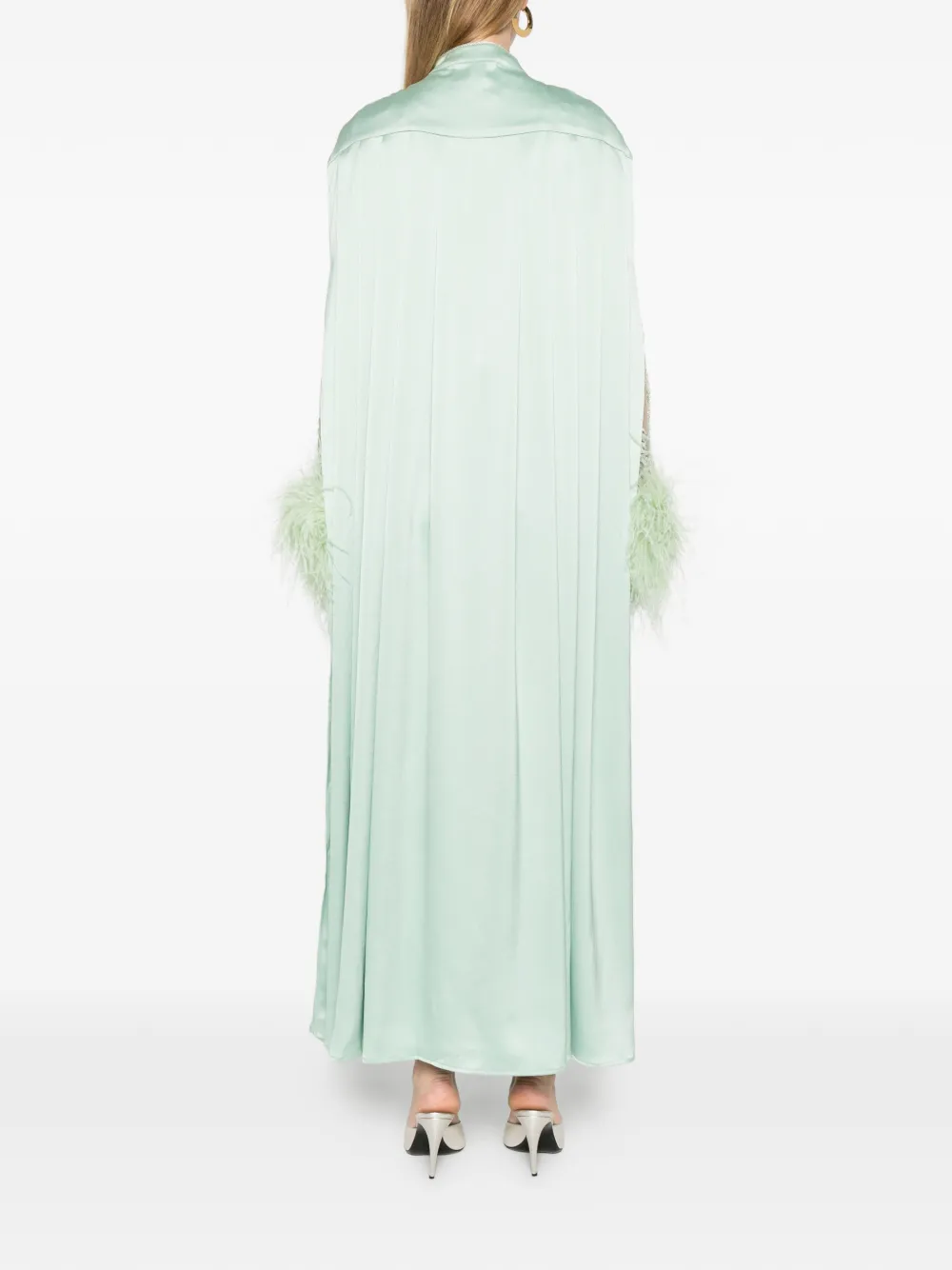  Reem Al Dhaheri Embroidered Feather-trimmed Jumpsuit - Green 