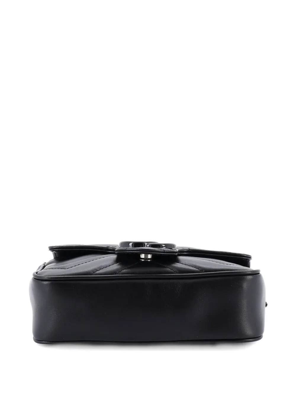 Pre-owned Gucci Gg Marmont Flap Matelasse Leather Belt Bag In Black