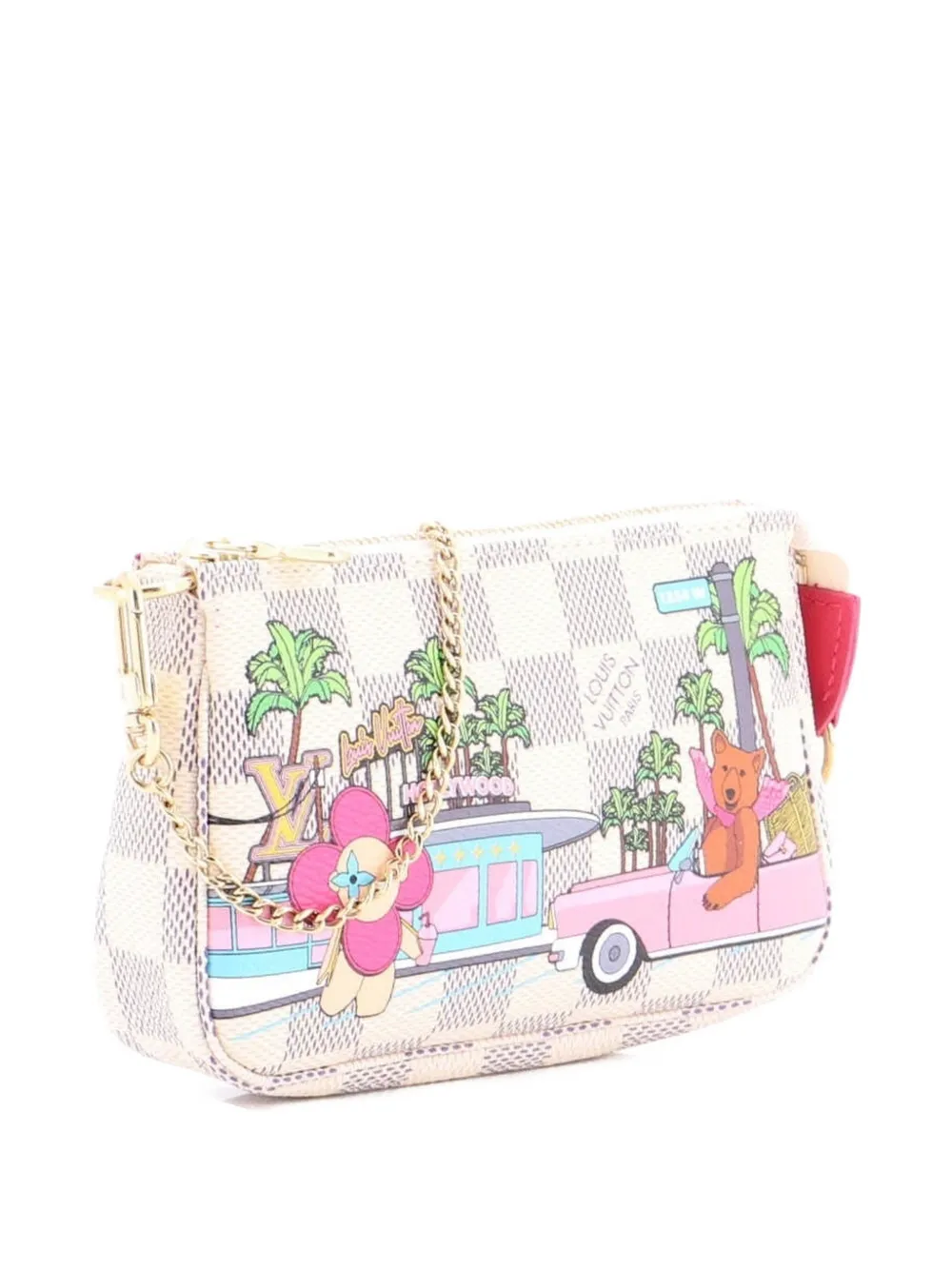 Pre-owned Louis Vuitton Pochette Accessoires Limited Edition Vivienne Xmas Damier Mini Clutch Bag In Pink