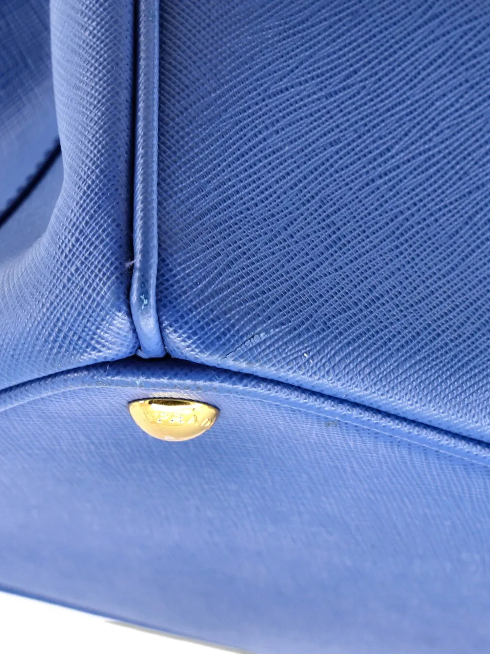 PRADA Pre-owned Double Zip Lux Saffiano Leather Medium Tote Bag In Blue