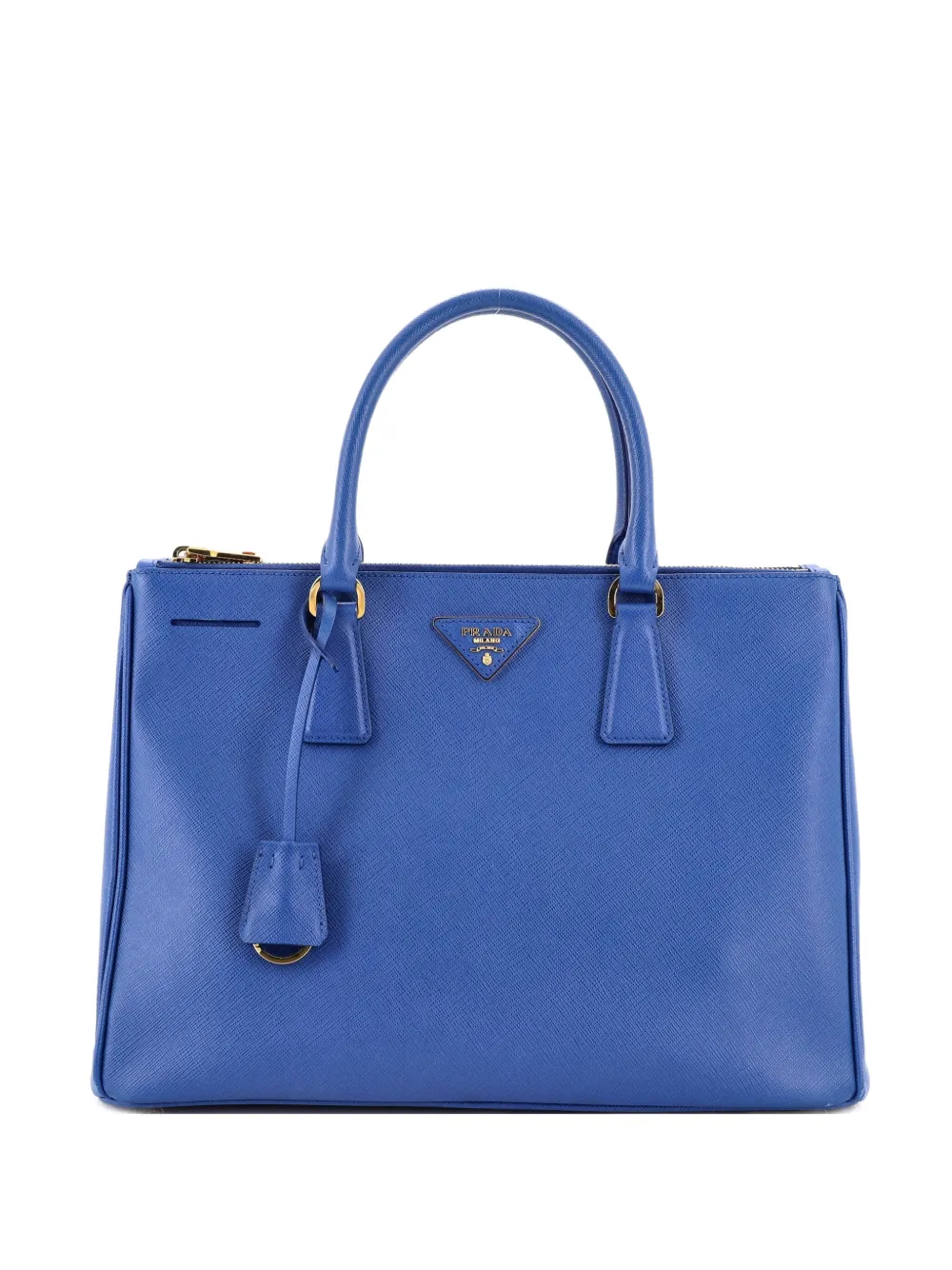 Click to view more detailed imagery on our partner's website Pre-owned Prada Double Zip Lux Saffiano Leather Medium Tote Bag In Blue