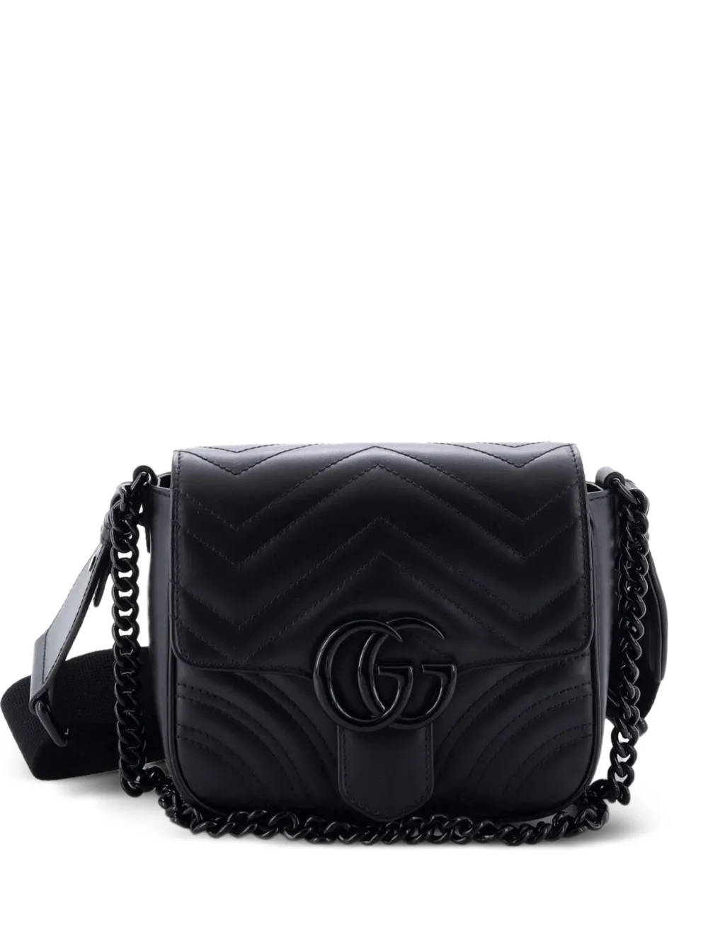 Gucci Pre-Owned GG Marmont Convertible Flap Shoulder Bag Matelasse Leather Mini crossbody bag - Nero