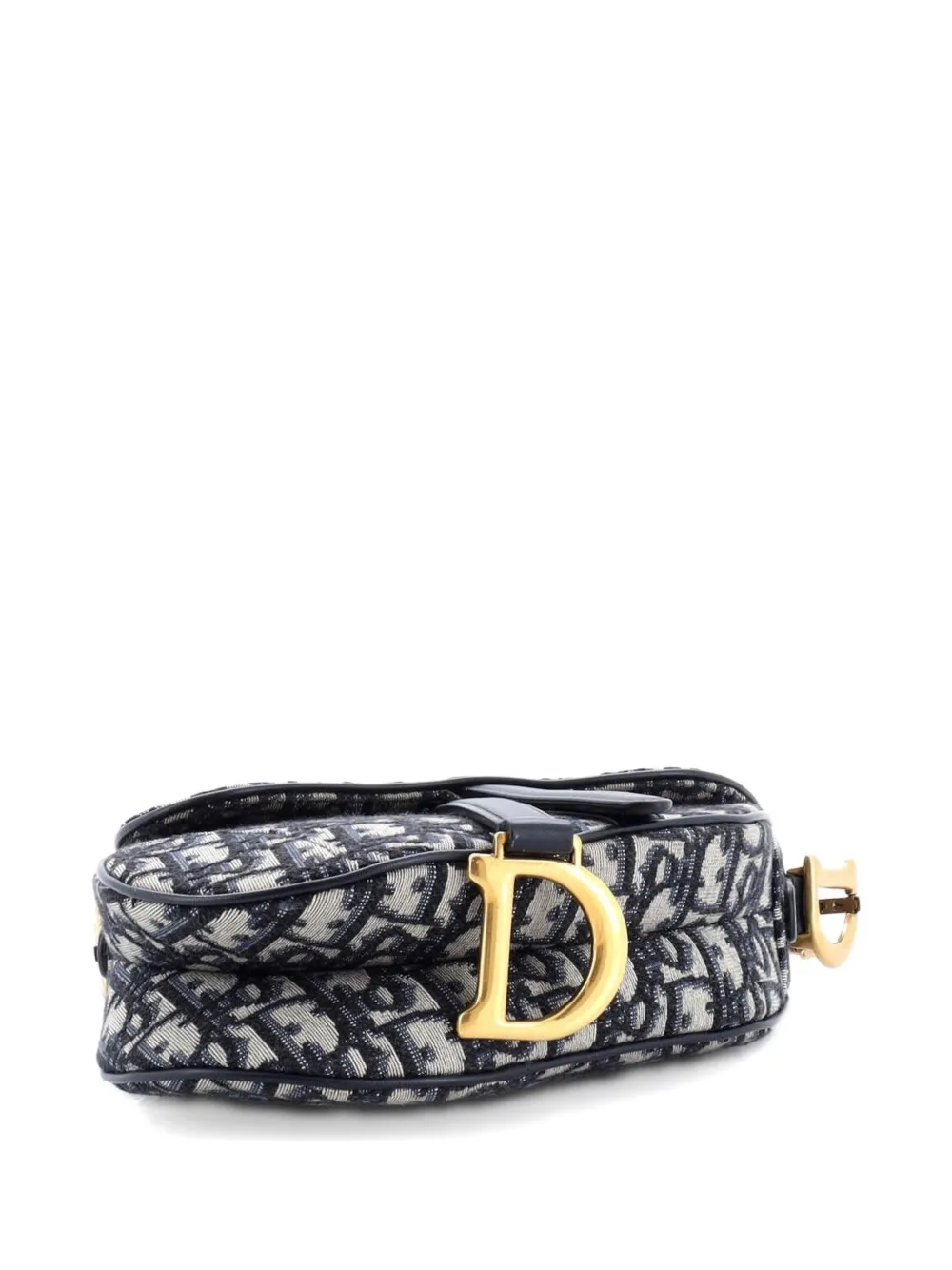 Pre-owned Dior Saddle Handbag Oblique Canvas Mini Shoulder Bag In Blue