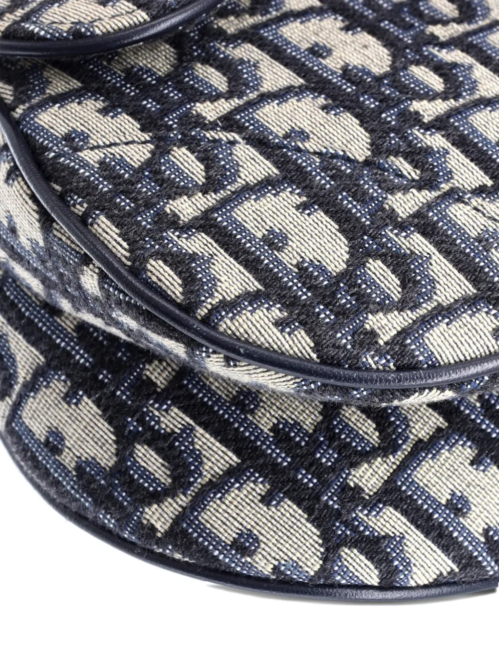 Pre-owned Dior Saddle Handbag Oblique Canvas Mini Shoulder Bag In Blue