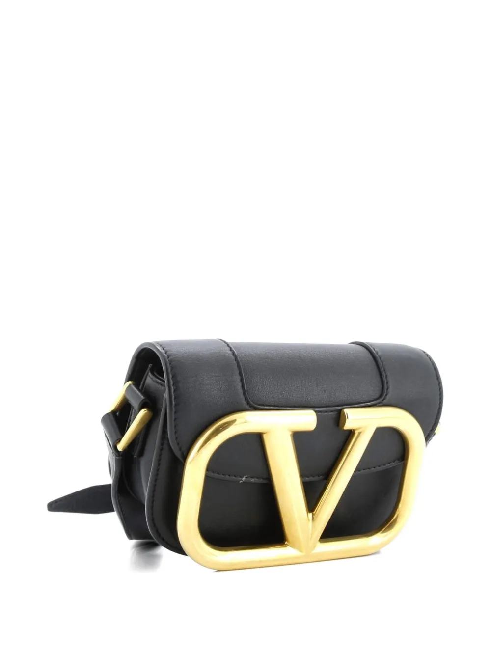 VALENTINO GARAVANI Pre-owned Supervee Leather Small Crossbody Bag In Black