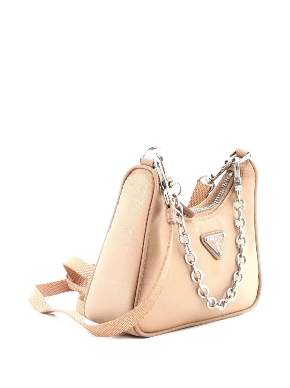 PRADA Pre-owned Re-edition Shoulder Bag Tessuto Mini Hobo Bag In Neutral