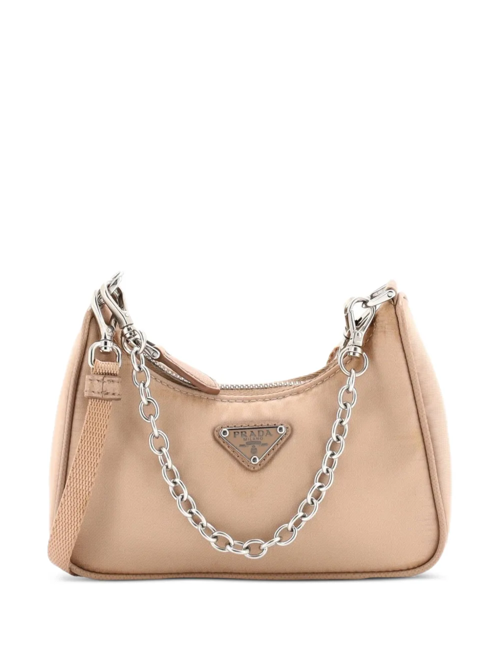 Prada Pre-Owned Re-Edition Shoulder Bag Tessuto Mini hobo bag | Neutrals | Image 1