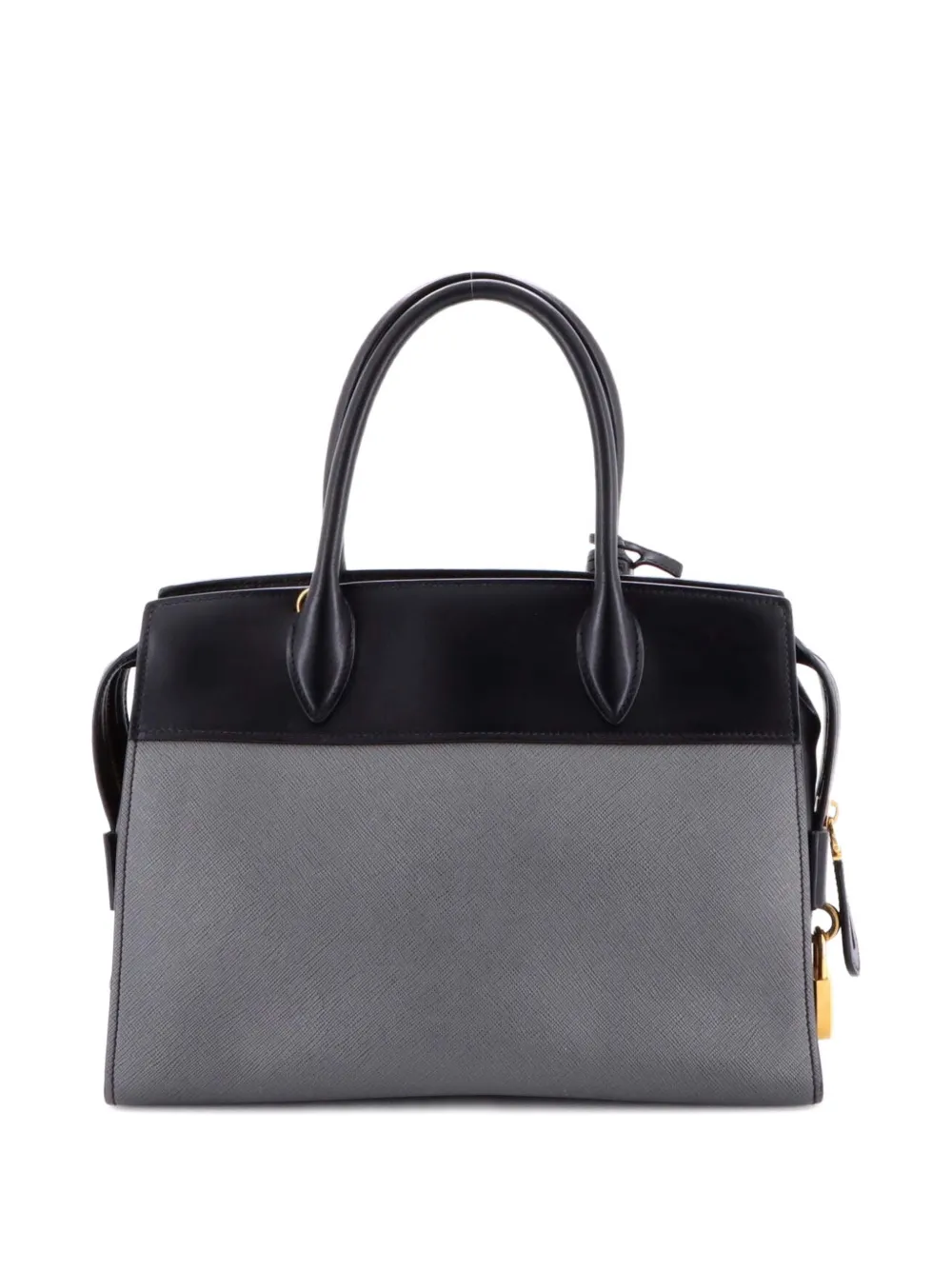 Pre-owned Prada Esplanade Saffiano With City Calf Medium Tote Bag In Gray