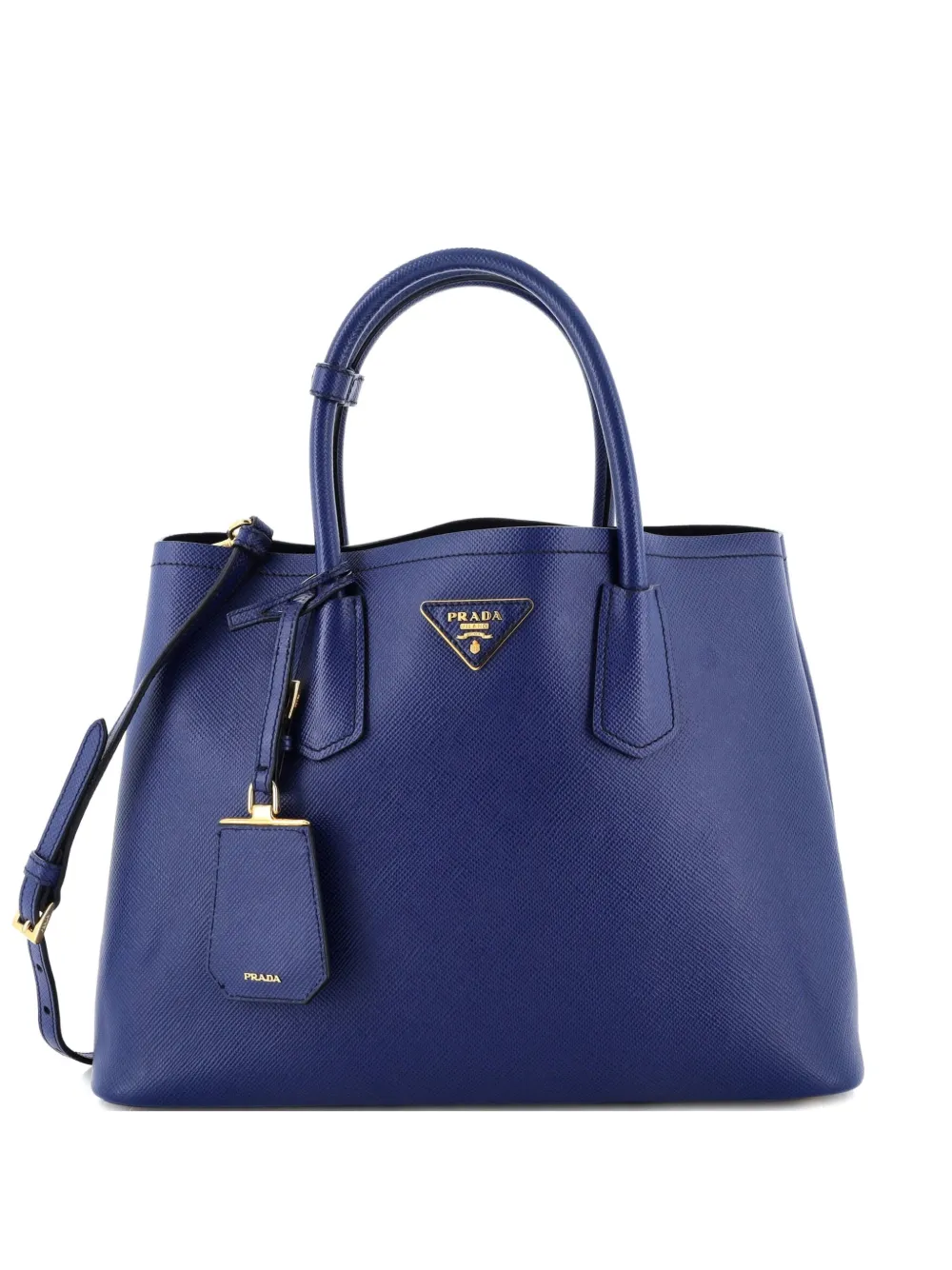 Click to view more detailed imagery on our partner's website Pre-owned Prada Cuir Double Saffiano Leather Medium Tote Bag In Blue