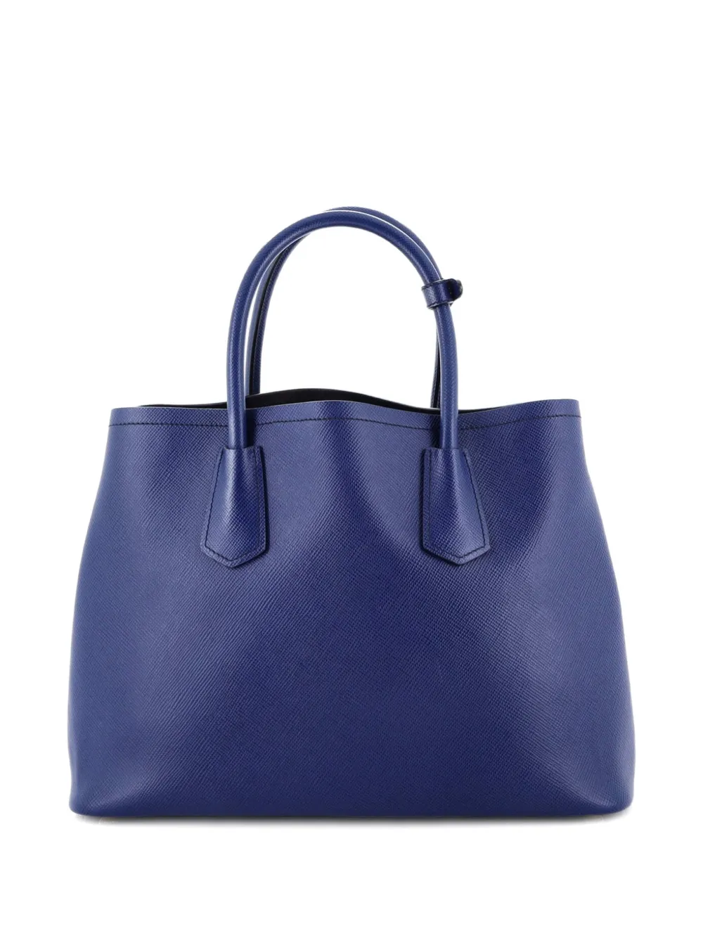 PRADA Pre-owned Cuir Double Saffiano Leather Medium Tote Bag In Blue