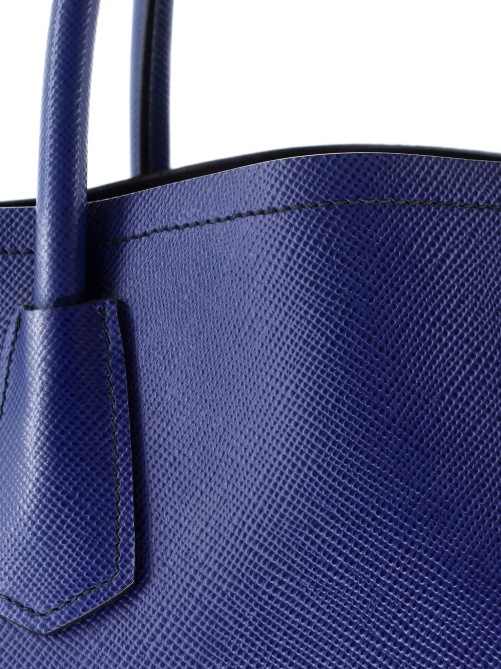 PRADA Pre-owned Cuir Double Saffiano Leather Medium Tote Bag In Blue