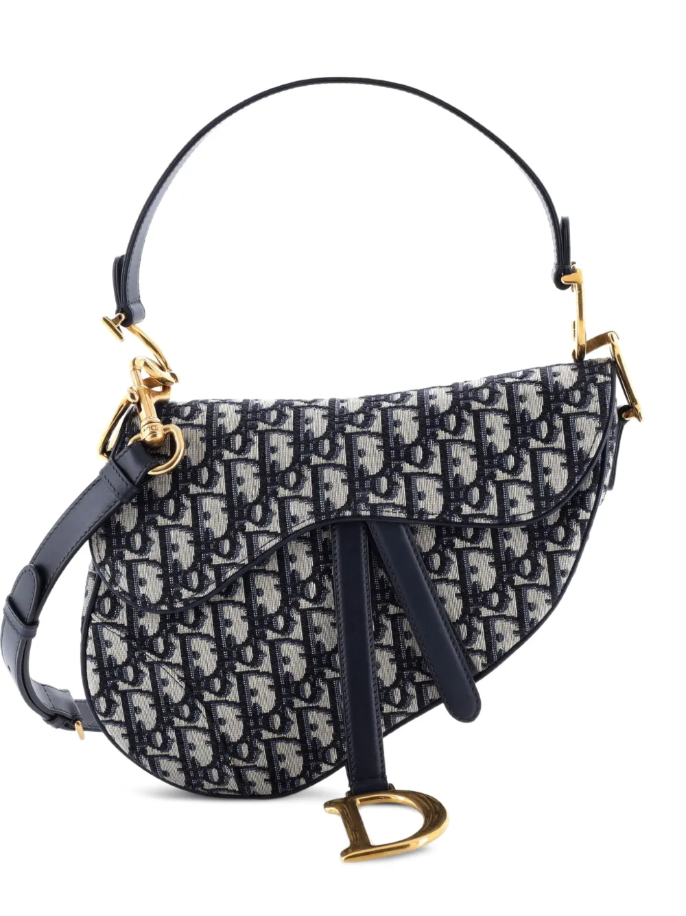 Christian Dior Pre-Owned Saddle Handbag with Strap Oblique Canvas Medium shoulder bag - Blu