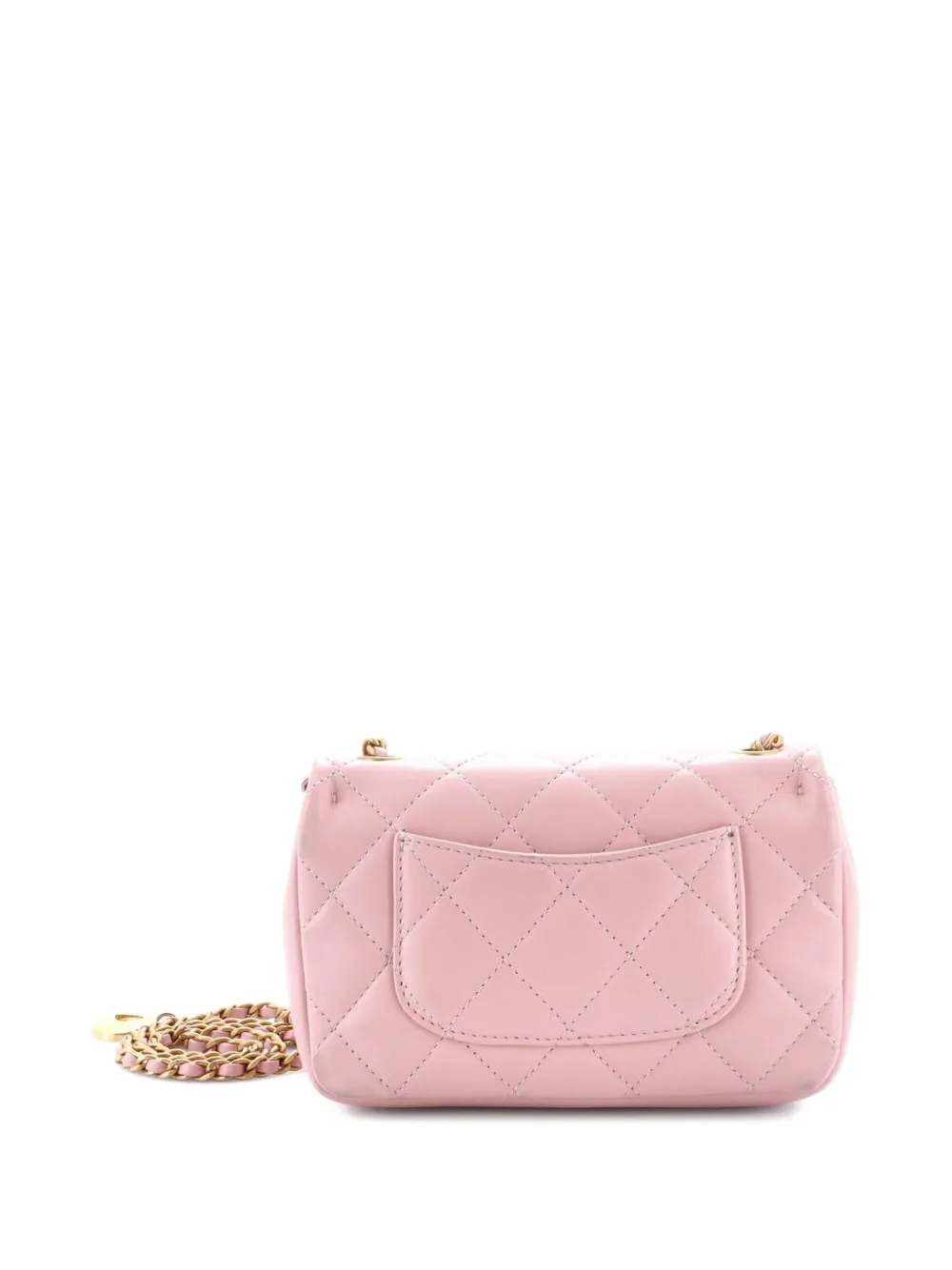 Pre-owned Chanel Sweet Heart Chain Flap Bag Quilted Lambskin Mini Shoulder Bag In Pink
