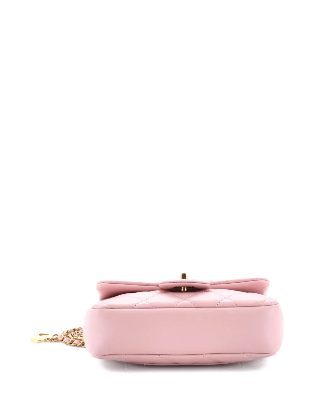 Pre-owned Chanel Sweet Heart Chain Flap Bag Quilted Lambskin Mini Shoulder Bag In Pink