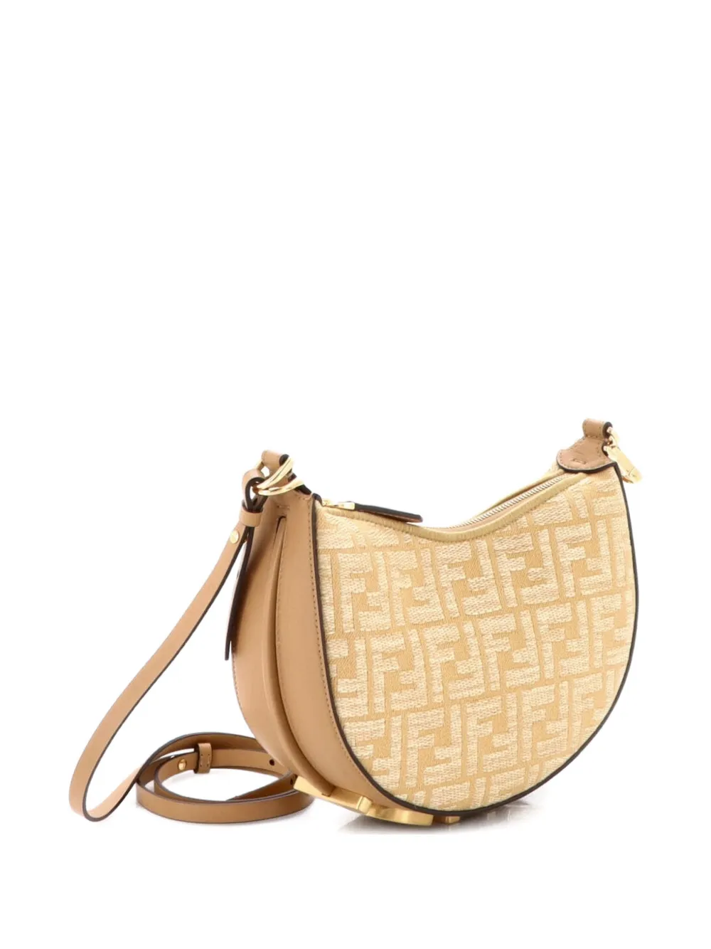Pre-owned Fendi Graphy Bag Zucca Canvas Small Hobo Bag In Neutral