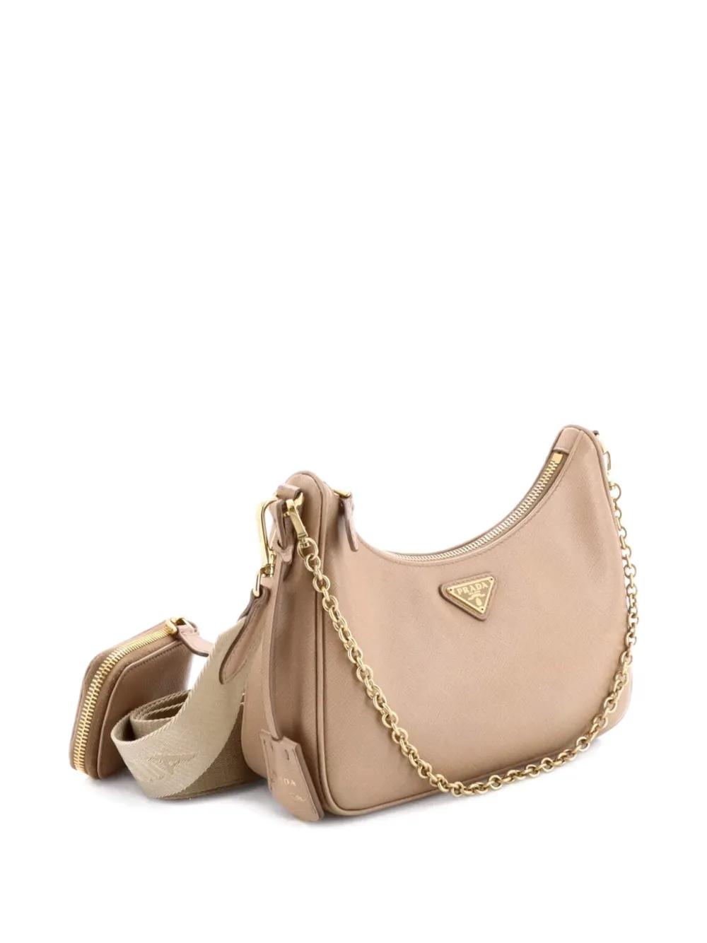 Pre-owned Prada Re-edition 2005 Shoulder Bag Saffiano Leather Small Crossbody Bag In Neutral