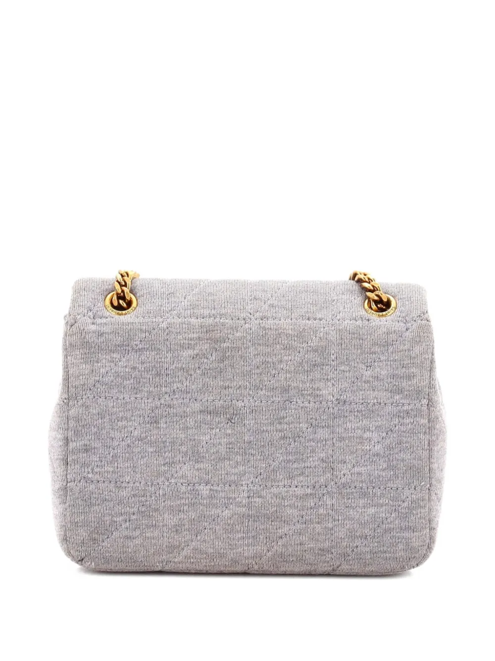 Pre-owned Saint Laurent Jamie Flap Bag Quilted Jersey Small Shoulder Bag In Gray