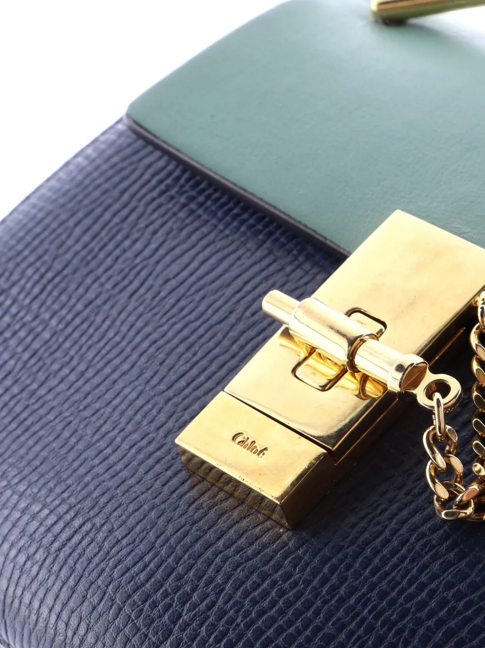 Pre-owned Chloé Drew Leather Mini Crossbody Bag In Blue