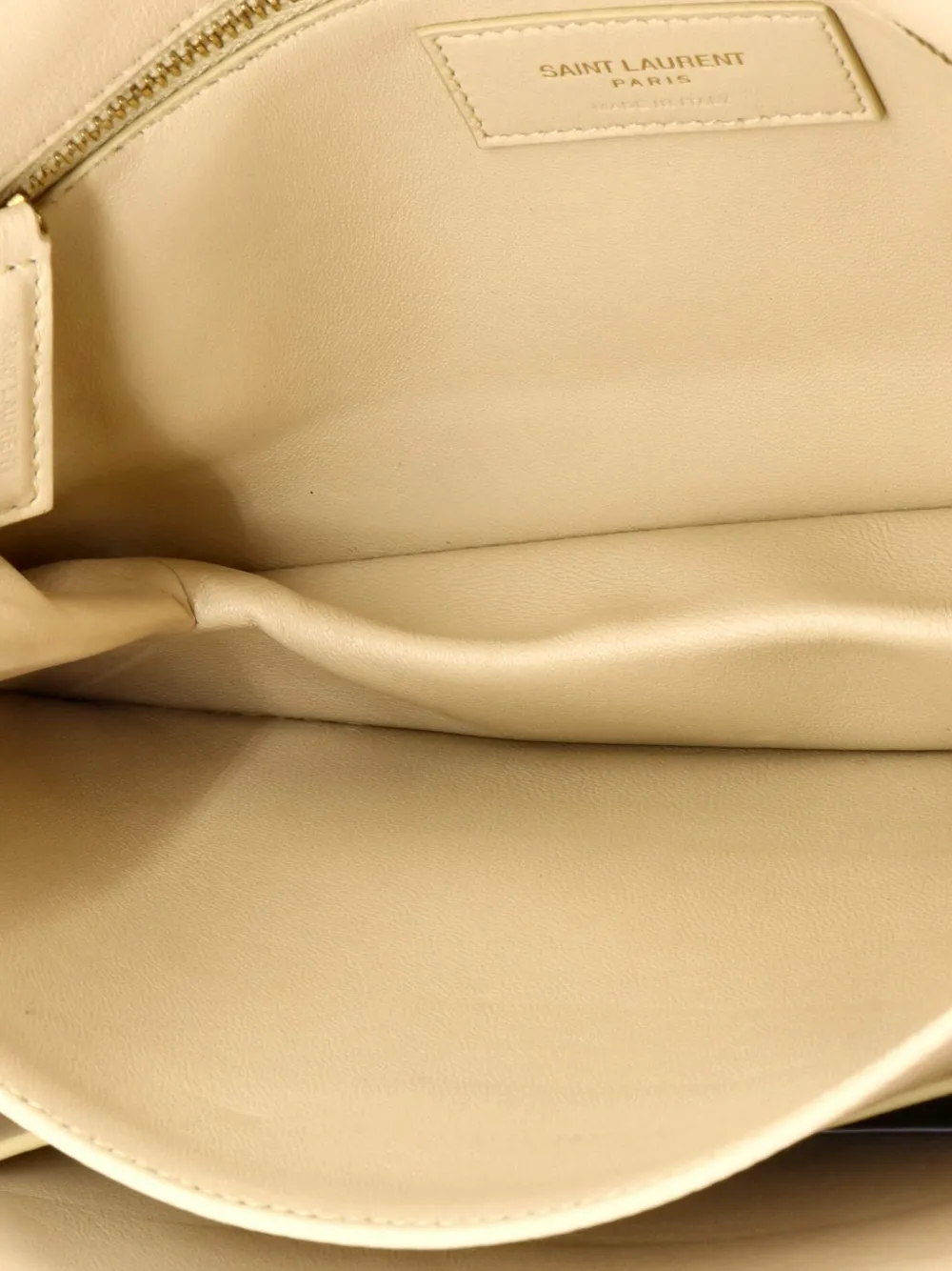 Pre-owned Saint Laurent Le Maillon Quilted Leather Medium Shoulder Bag In Neutral