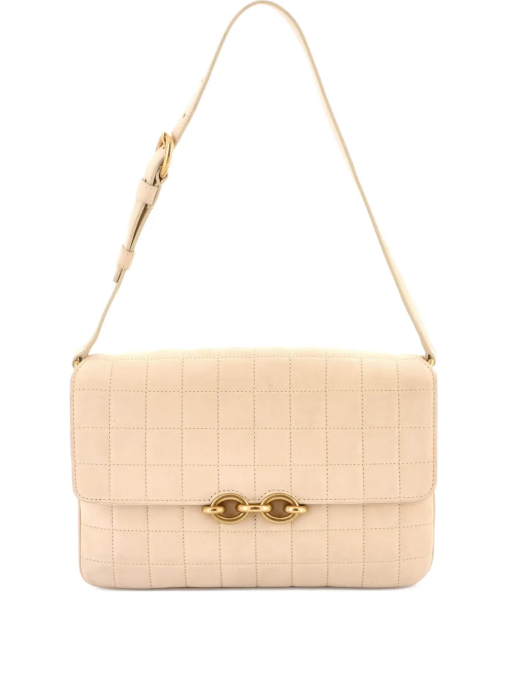 Pre-owned Saint Laurent Le Maillon Quilted Leather Medium Shoulder Bag In Neutral