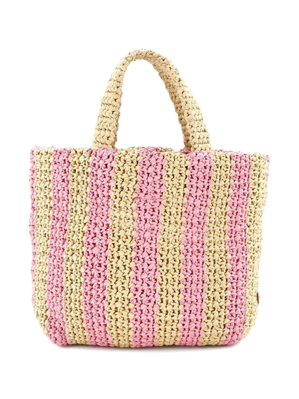 PRADA Pre-owned Logo Raffia Small Tote Bag In Neutral