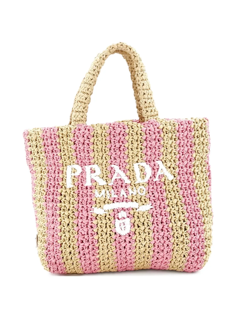 Prada Pre-Owned Logo Raffia Small tote bag | Neutrals | Image 1