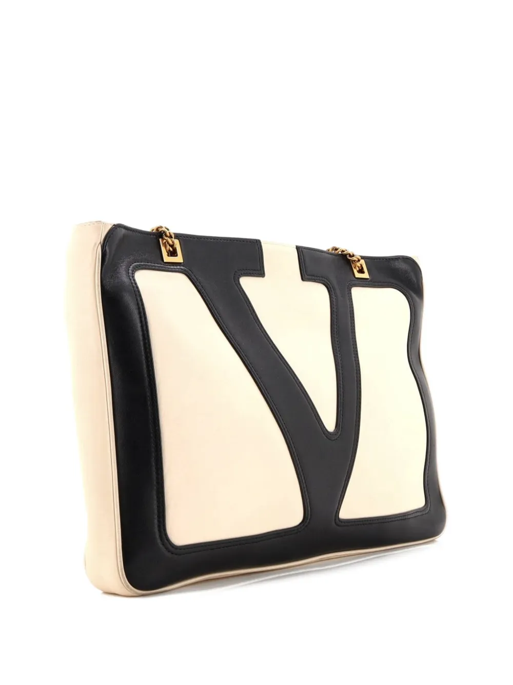 Click to view more detailed imagery on our partner's website Pre-owned Valentino Garavani Viva Superstar Chain Leather Medium Tote Bag In White