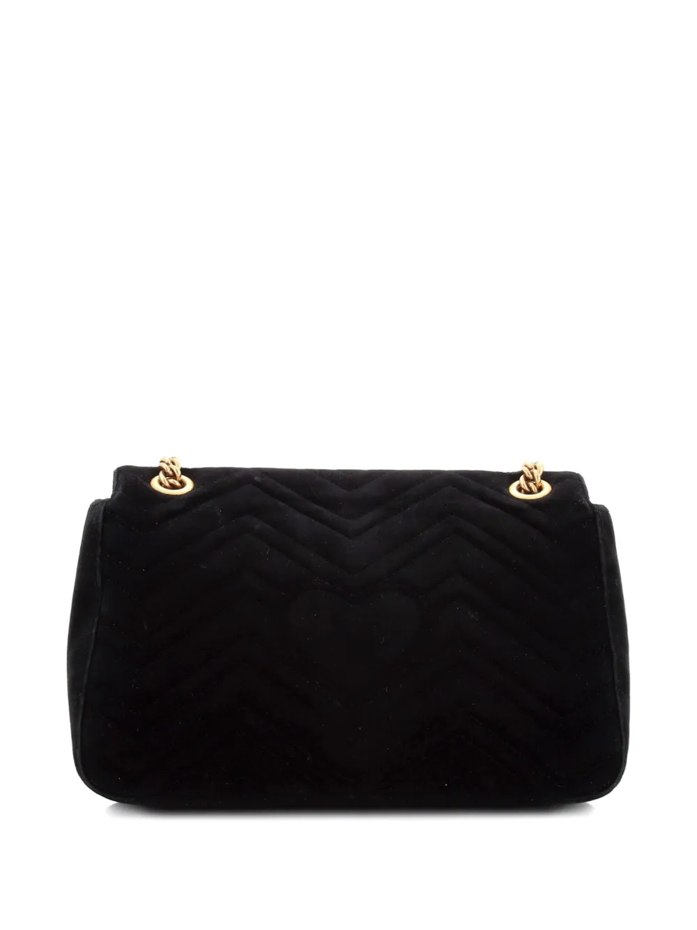 Pre-owned Gucci Gg Marmont Flap Bag Embroidered Matelasse Velvet Medium Shoulder Bag In Black