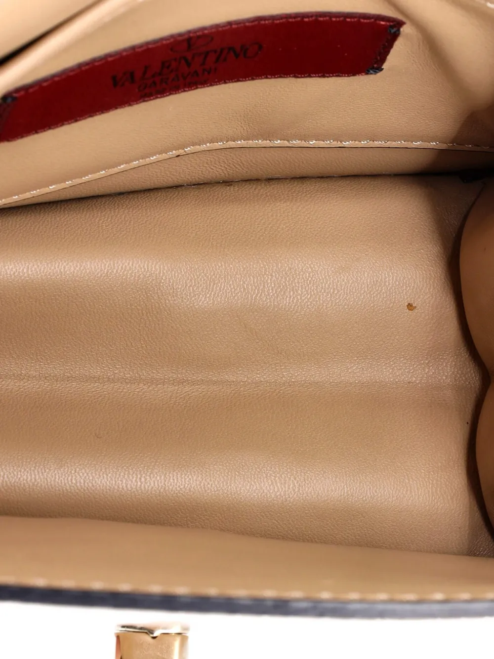 Pre-owned Valentino Garavani Panther Chain Flap Leather Small Shoulder Bag In Neutral