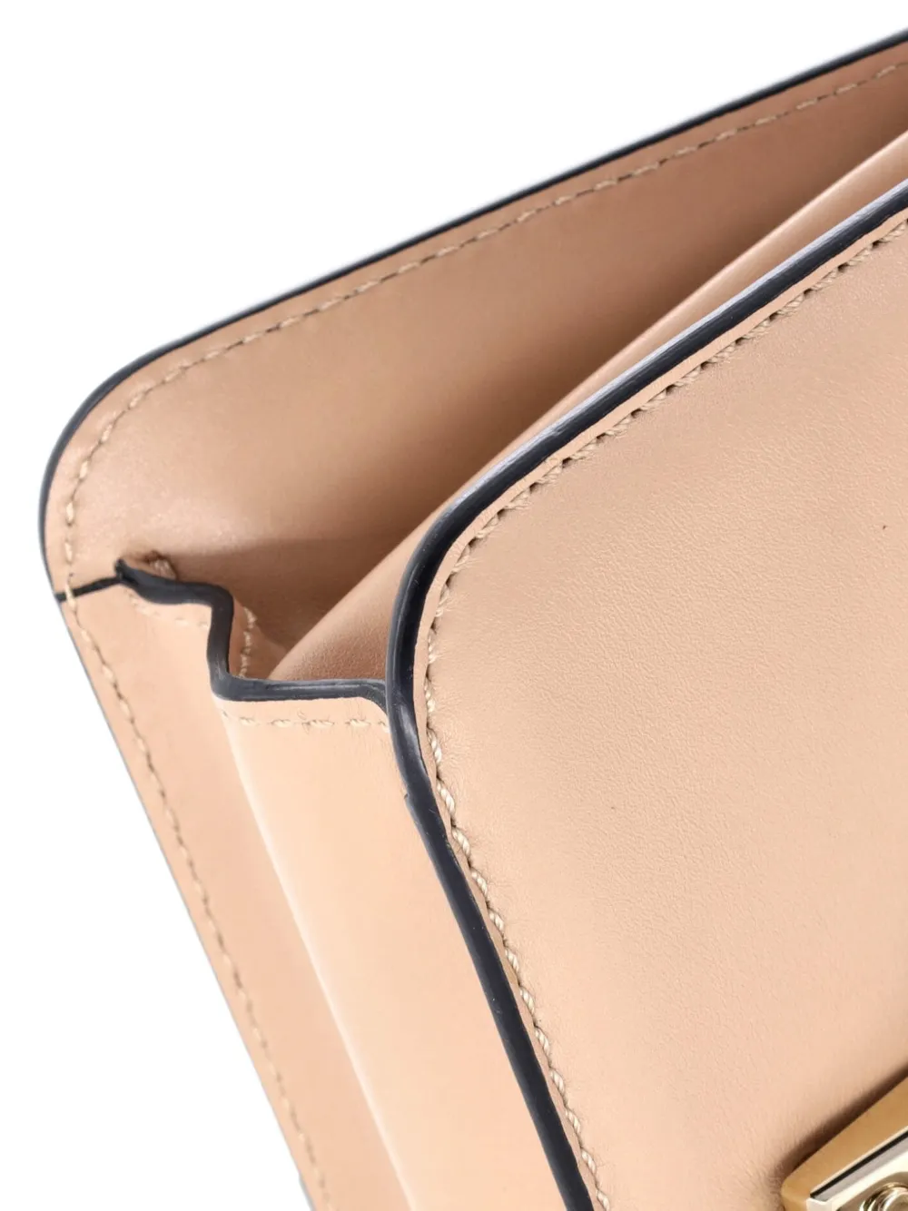 Pre-owned Valentino Garavani Panther Chain Flap Leather Small Shoulder Bag In Neutral