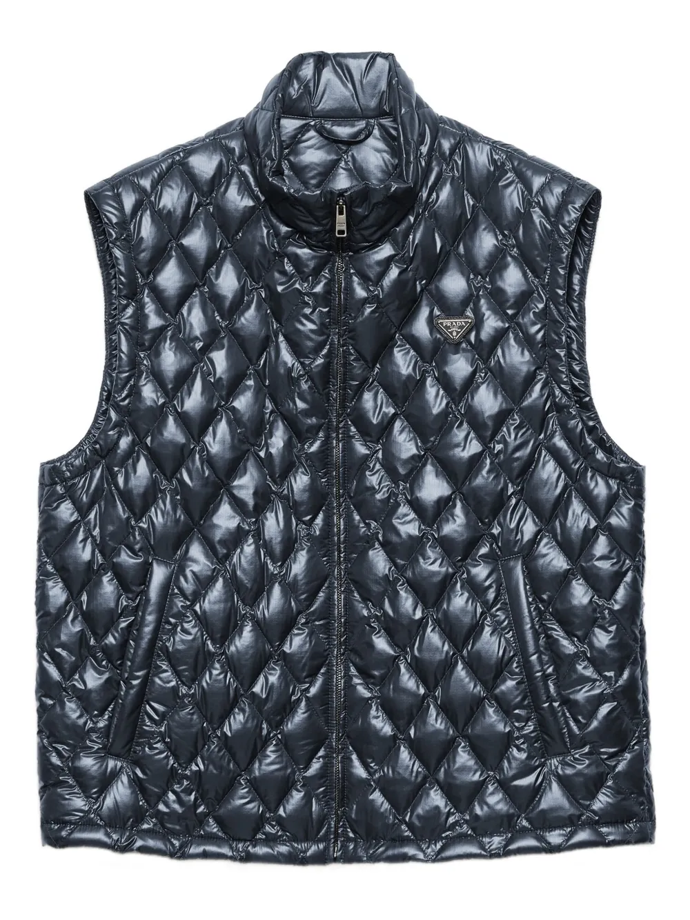 Prada Gilet trapuntato con logo - Blu
