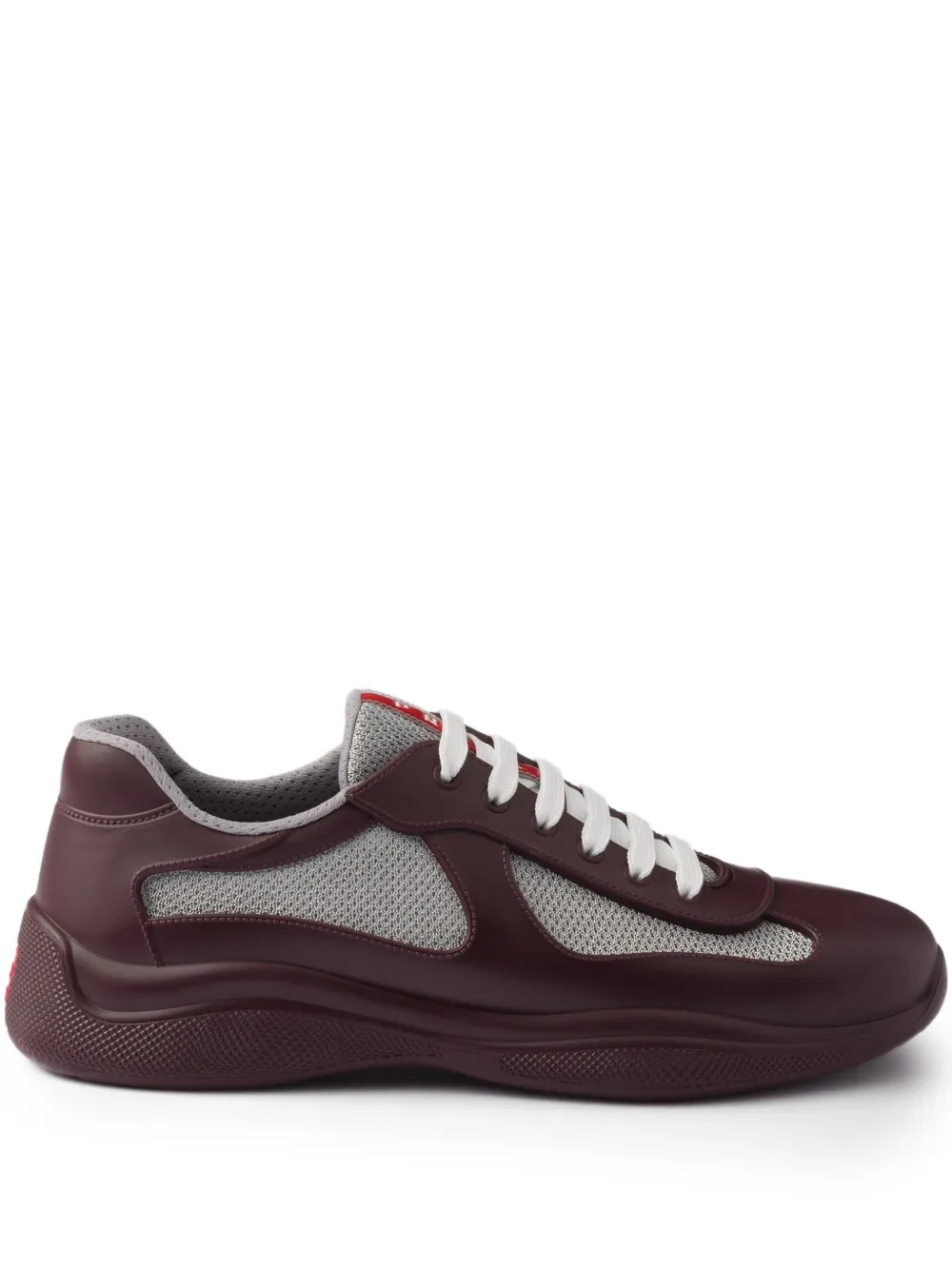 Prada America's Cup latex logo badge patterned tread sneakers - Brown