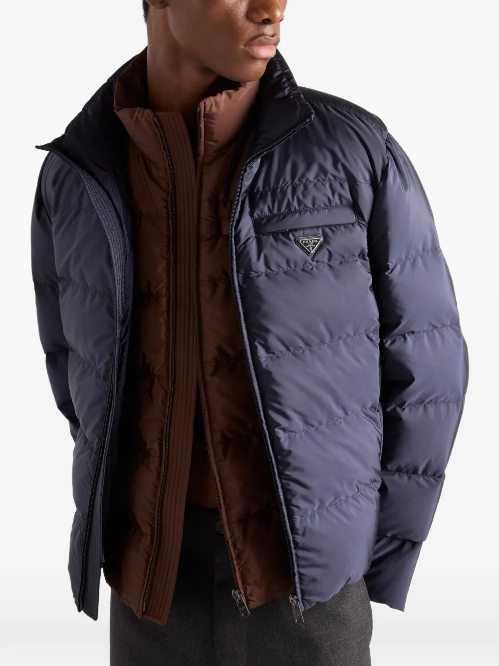 Prada stand-up Collar medium-weight Jacket | Blue | FARFETCH