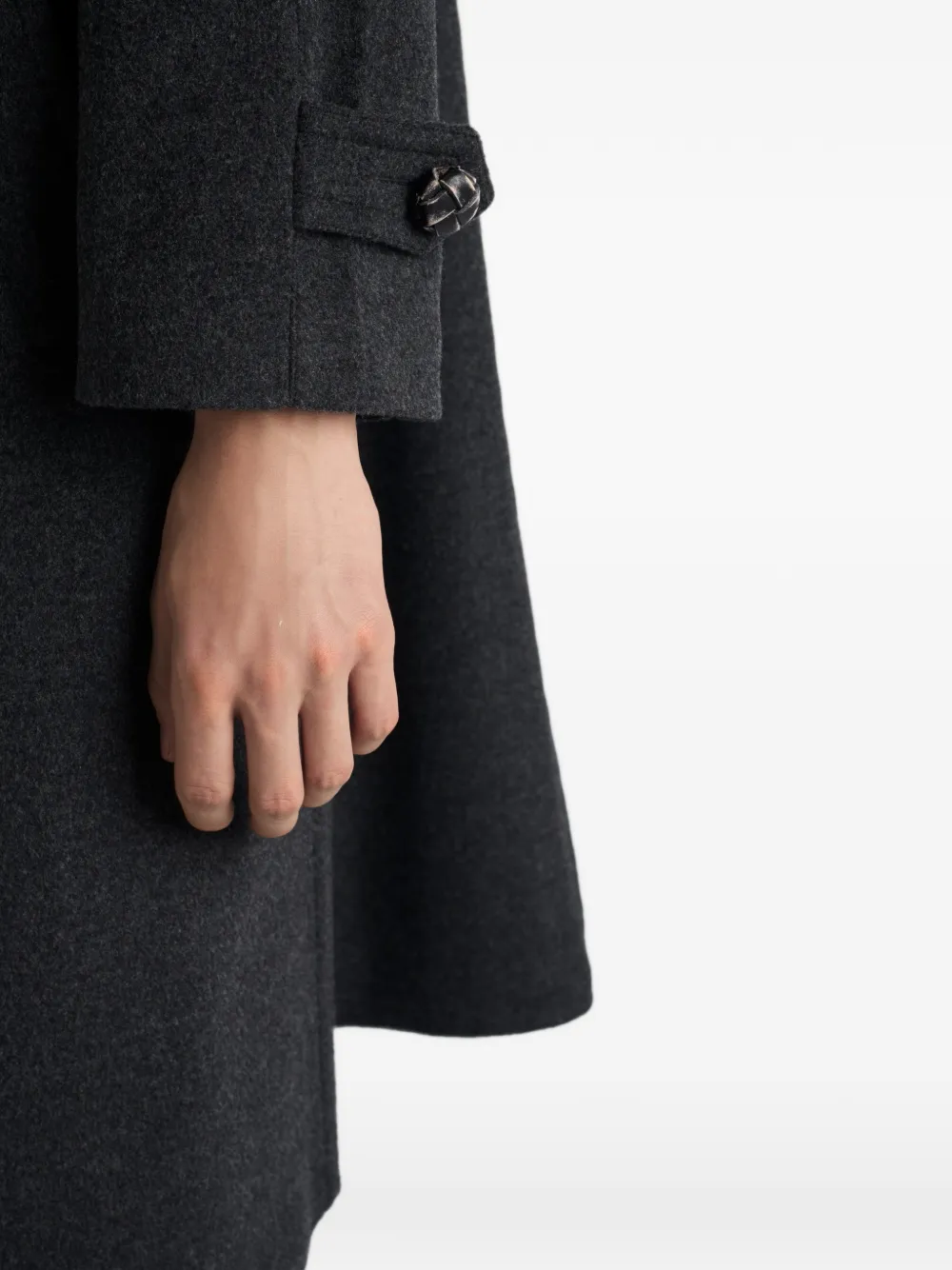 Prada Button Tab Wool Coat In Black