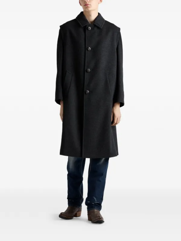 Prada ボタンコート | グレー | FARFETCH JP