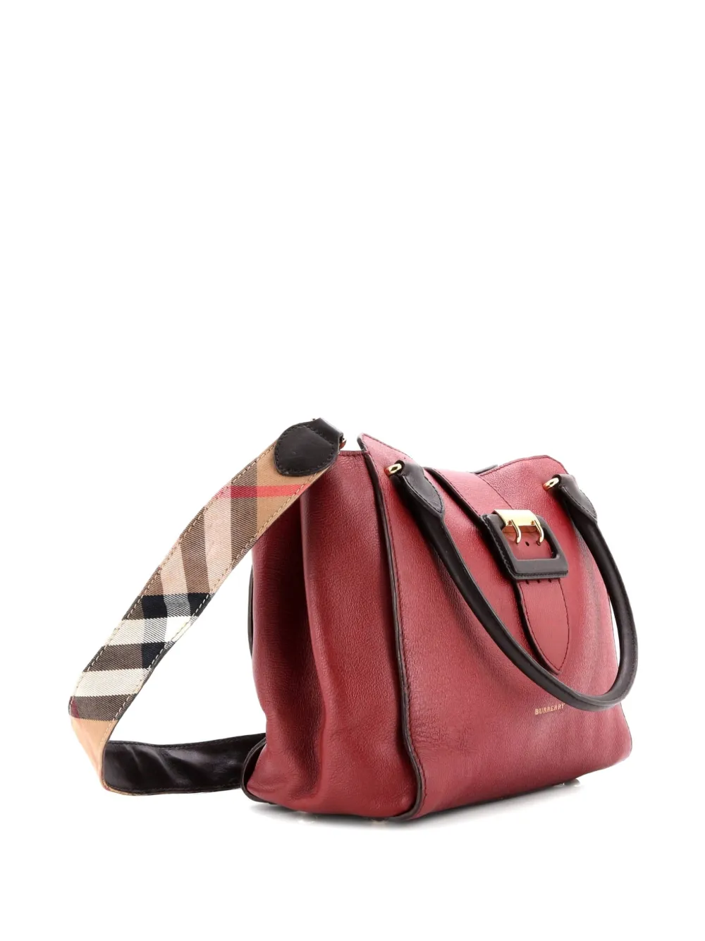 BURBERRY Pre-owned Buckle Leather Medium Tote Bag In Red