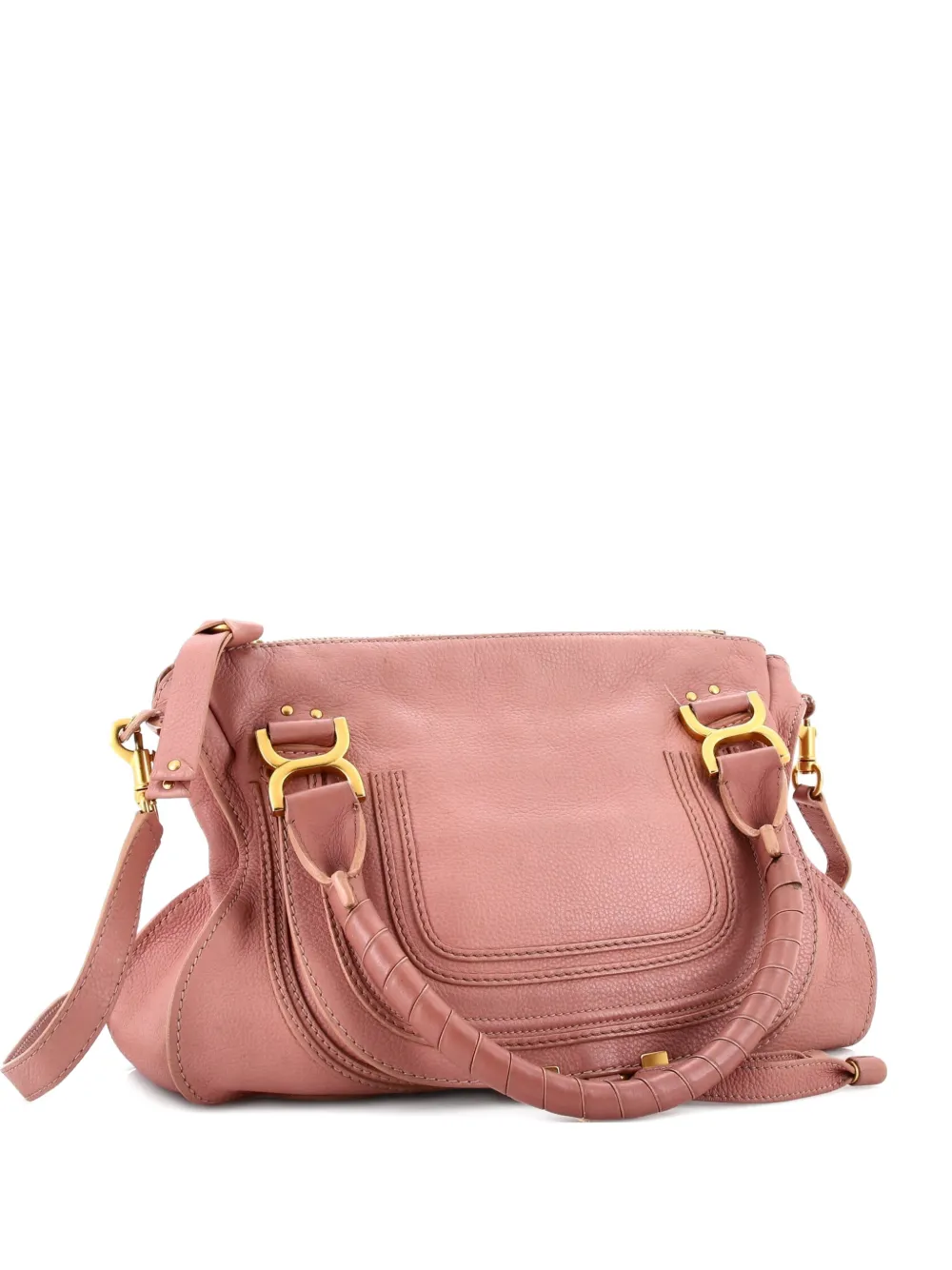 Pre-owned Chloé Marcie Leather Medium Satchel In Pink