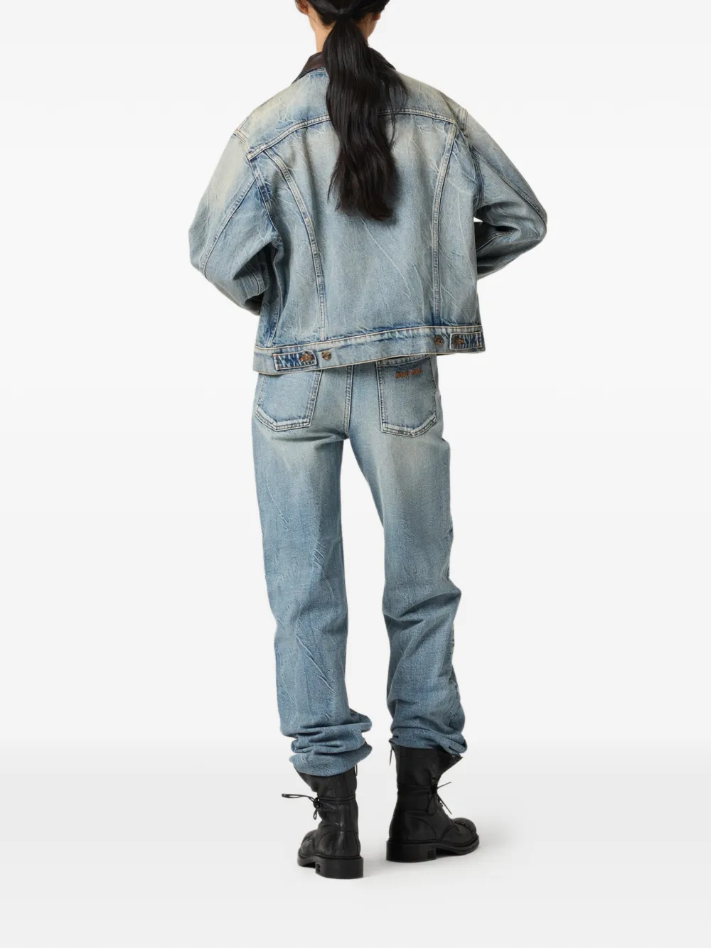 Miu Miu Logo-embroidered Jeans In Blue