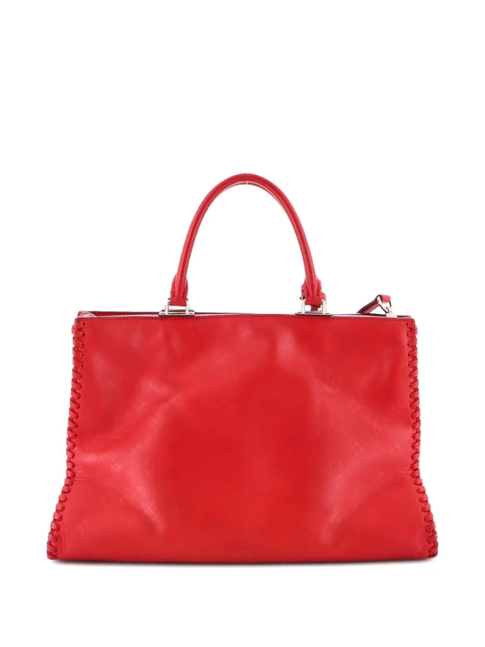 LOUIS VUITTON Pre-owned Very Zipped Monogram Leather Tote Bag In Red