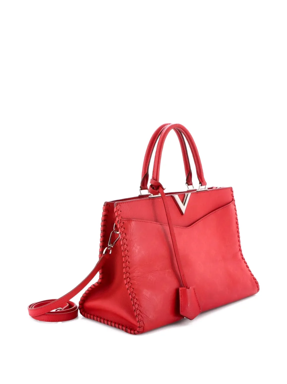 LOUIS VUITTON Pre-owned Very Zipped Monogram Leather Tote Bag In Red