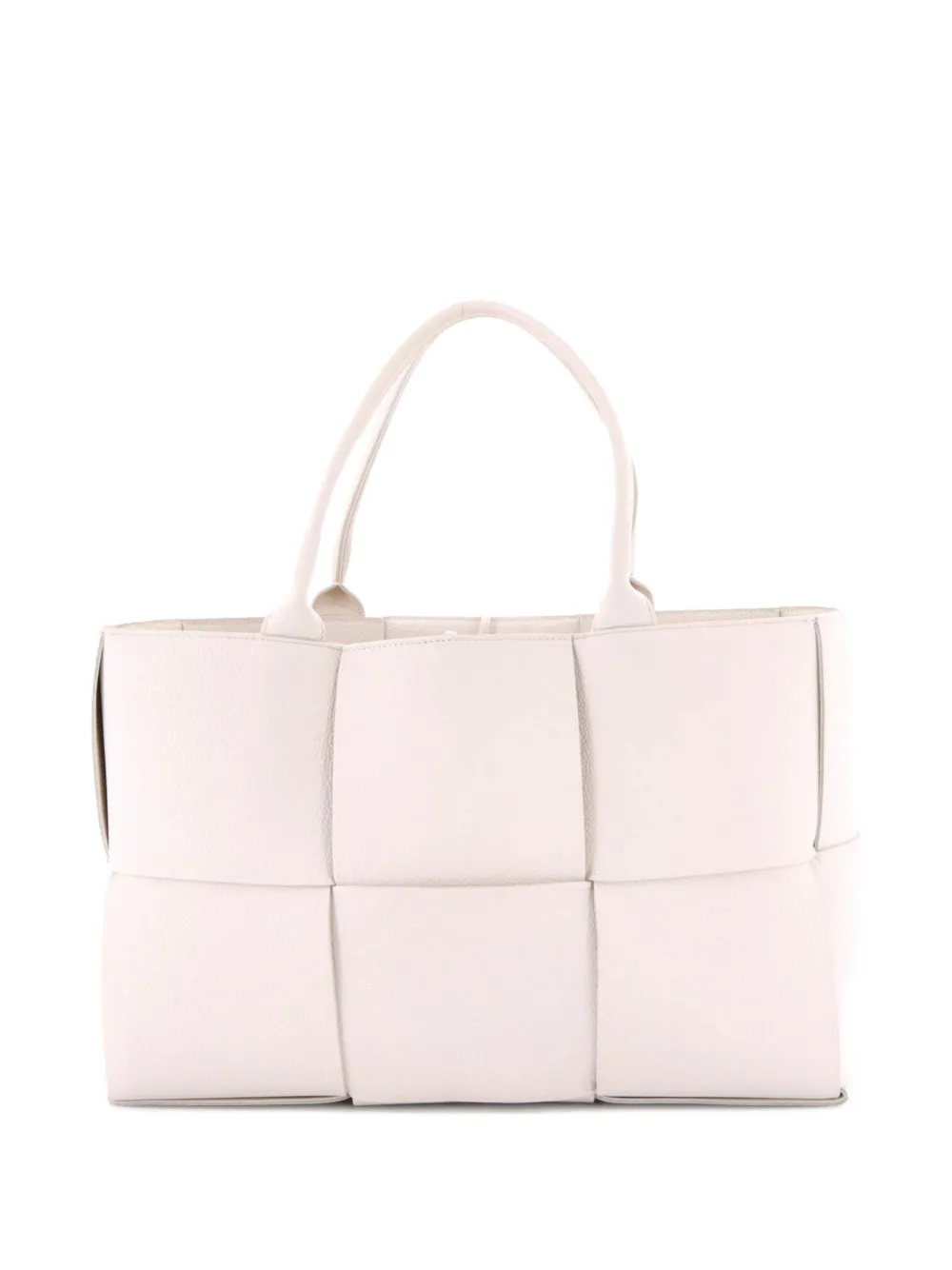 Pre-owned Bottega Veneta Arco Maxi Intrecciato Leather Medium Tote Bag In White