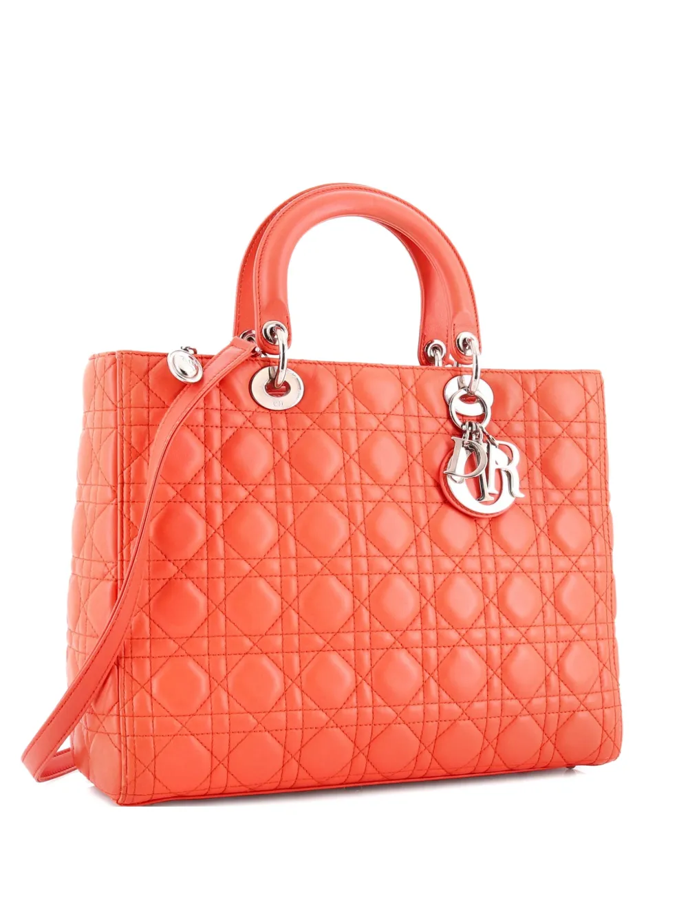 Christian Dior Pre-Owned Lady Dior Bag Cannage Quilt Lambskin Large tote bag - Arancione
